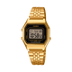 CASIO VINTAGE LA680WGA-1DF BLACK DIGITAL DIAL GOLD STAINLESS STEEL BAND D344