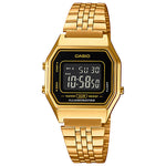 CASIO VINTAGE LA680WGA-1BDF BLACK DIGITAL DIAL GOLD STAINLESS STEEL BAND D205