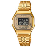 CASIO VINTAGE LA680WGA-9BDF BLACK DIGITAL DIAL GOLD STAINLESS STEEL BAND D127