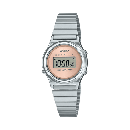 CASIO VINTAGE LA700WE-4ADF PINK DIGITAL DIAL SILVER STAINLESS STEEL BAND A2231