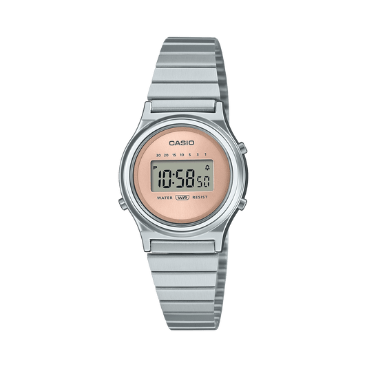 CASIO VINTAGE LA700WE-4ADF PINK DIGITAL DIAL SILVER STAINLESS STEEL BAND A2231
