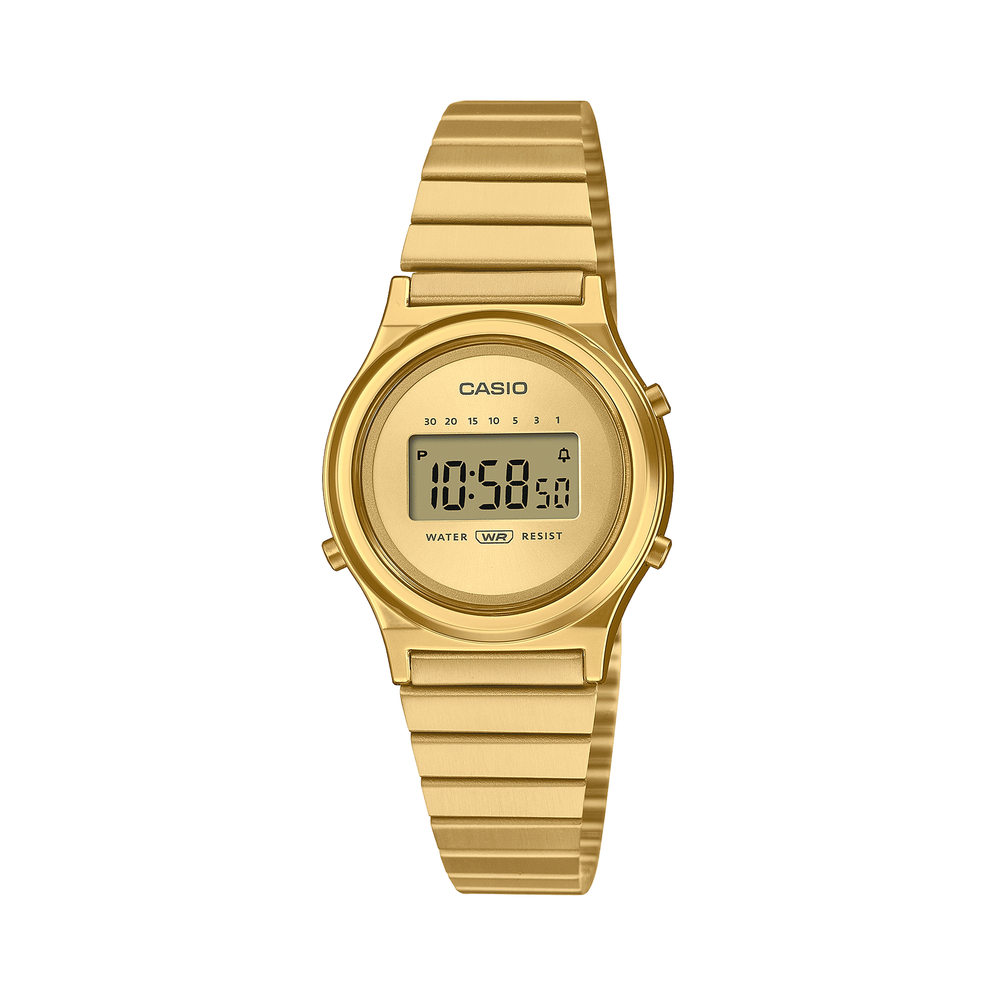 CASIO VINTAGE LA700WEG-9ADF GOLD DIGITAL DIAL GOLD STAINLESS STEEL BAND A2233