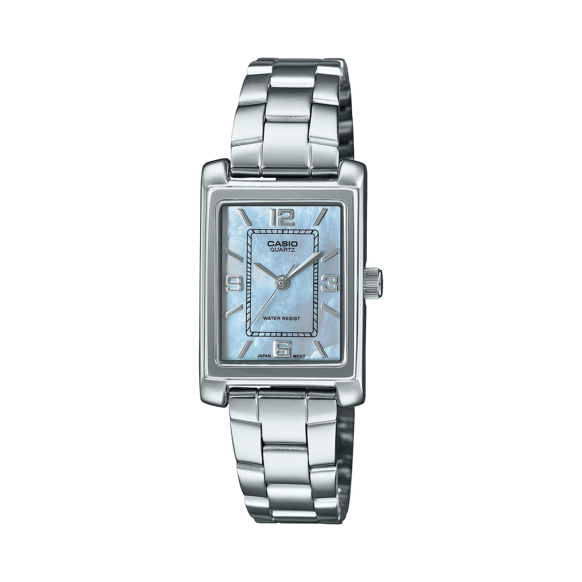 CASIO ENTICER LADIES LTP-1234DS-2ADF BLUE ANALOG DIAL SILVER STAINLESS STEEL BAND A2365