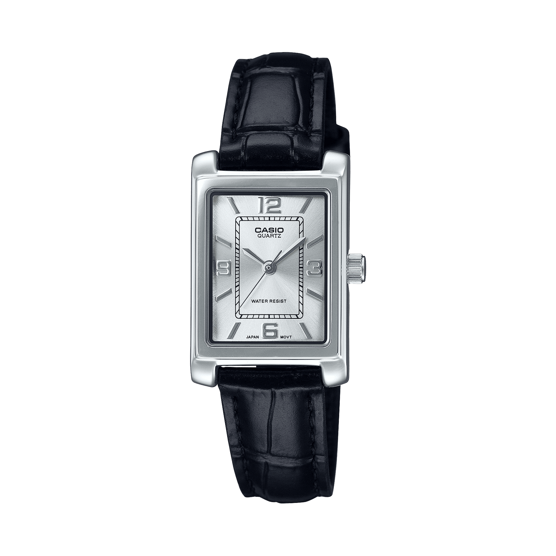 CASIO ENTICER LADIES LTP-1234LL-7ADF WHITE ANALOG DIAL BLACK LEATHER BAND A2359