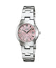 CASIO LTP-1241D-4ADF PINK ANALOG DIAL SILVER STAINLESS STEEL BAND WOMEN'S WATCH A873