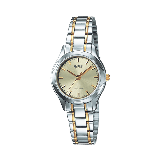 CASIO LTP-1275SG-9ADF GOLD ANALOG DIAL DUAL TONED STAINLESS STEEL BAND WOMEN'S WATCH A2277