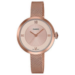 CASIO LTP-E154MPG-4ADF PINK GOLD IP ANALOG DIAL  STAINLESS STEEL MESH BAND WOMEN'S WATCH A1852