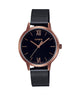 CASIO ENTICER LADIES LTP-E157MRB-1BDF ROSE GOLD ANALOG DIAL BLACK  STAINLESS STEEL MESH BAND A1791