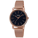 CASIO LTP-E412MPG-1ADF BLACK ANALOG DIAL ROSE GOLD STAINLESS STEEL MESH BAND WOMEN'S WATCH A1794
