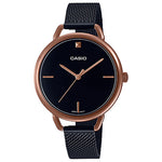 CASIO LTP-E415MBR-1CDF ROSE GOLD ANALOG DIAL BLACK STAINLESS STEEL MESH BAND WOMEN'S WATCH A1811