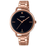 CASIO LTP-E415PG-1CDF BLACK ANALOG DIAL PINK GOLD STAINLESS STEEL BAND WOMEN'S WATCH A1813