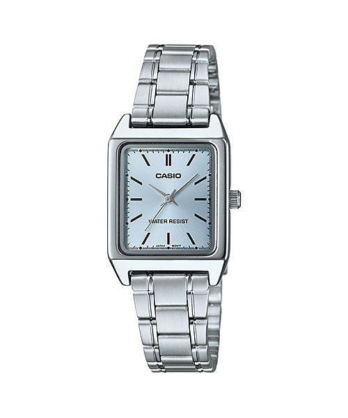 CASIO LTP-V007D-2EUDF BLUE ANALOG DIAL SILVER STAINLESS STEEL BAND WOMEN'S WATCH A2280
