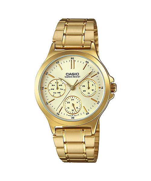 CASIO LTP-V300G-9AUDF GOLD IP ANALOG DIAL GOLD IP STAINLESS STEEL BAND WOMEN'S WATCH A1916