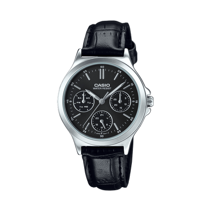 CASIO LTP-V300L-1AUDF BLACK ANALOG DIAL BLACK LEATHER BAND WOMEN'S WATCH A1149