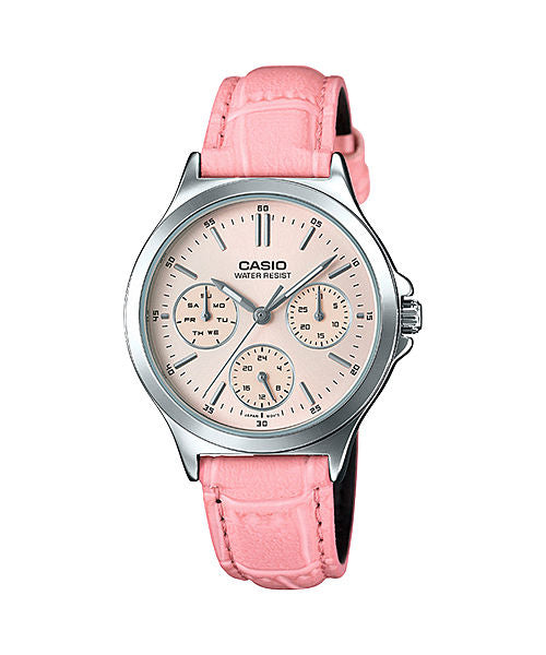 CASIO LTP-V300L-4AUDF PINK ANALOG DIAL PINK LEATHER BAND WOMEN'S WATCH A1150