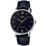 CASIO LTP-VT01L-1BUDF BLACK ANALOG DIAL BLACK LEATHER BAND WOMEN'S WATCH A1626