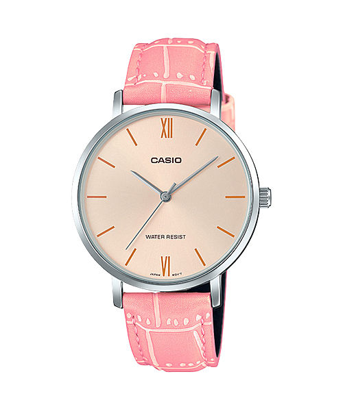 CASIO LTP-VT01L-4BUDF PINK ANALOG DIAL PINK LEATHER BAND WOMEN'S WATCH A1630