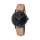 CASIO LTP-VT02BL-1AUDF BLACK IP BLACK ANALOG DIAL BROWN  LEATHER BAND WOMEN'S WATCH A2000