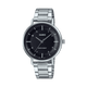 CASIO ENTICER LADIES LTP-VT03D-1BDF BLACK ANALOG DIAL SILVER STAINLESS STEEL BAND A2421