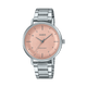 CASIO ENTICER LADIES LTP-VT03D-4BDF PINK ANALOG DIAL SILVER STAINLESS STEEL BAND A2423