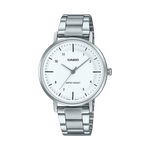 CASIO ENTICER LADIES LTP-VT03D-7BDF WHITE ANALOG DIAL SILVER STAINLESS STEEL BAND A2424