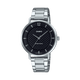 CASIO ENTICER LADIES LTP-VT04D-1ADF BLACK ANALOG DIAL SILVER STAINLESS STEEL BAND A2428