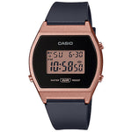 CASIO VINTAGE LW-204-1ADF ROSE GOLD DIGITAL DIAL BLACK RESIN STRAP D214