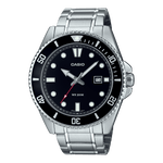 CASIO MDV-107D-1A1VDF BLACK ANALOG DIAL SILVER STAINLESS STEEL BAND MEN'S WATCH A2189