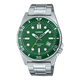 CASIO ENTICER MEN MTD-135D-3AVDF GREEN ANALOG DIAL SILVER STAINLESS STEEL BAND A2378