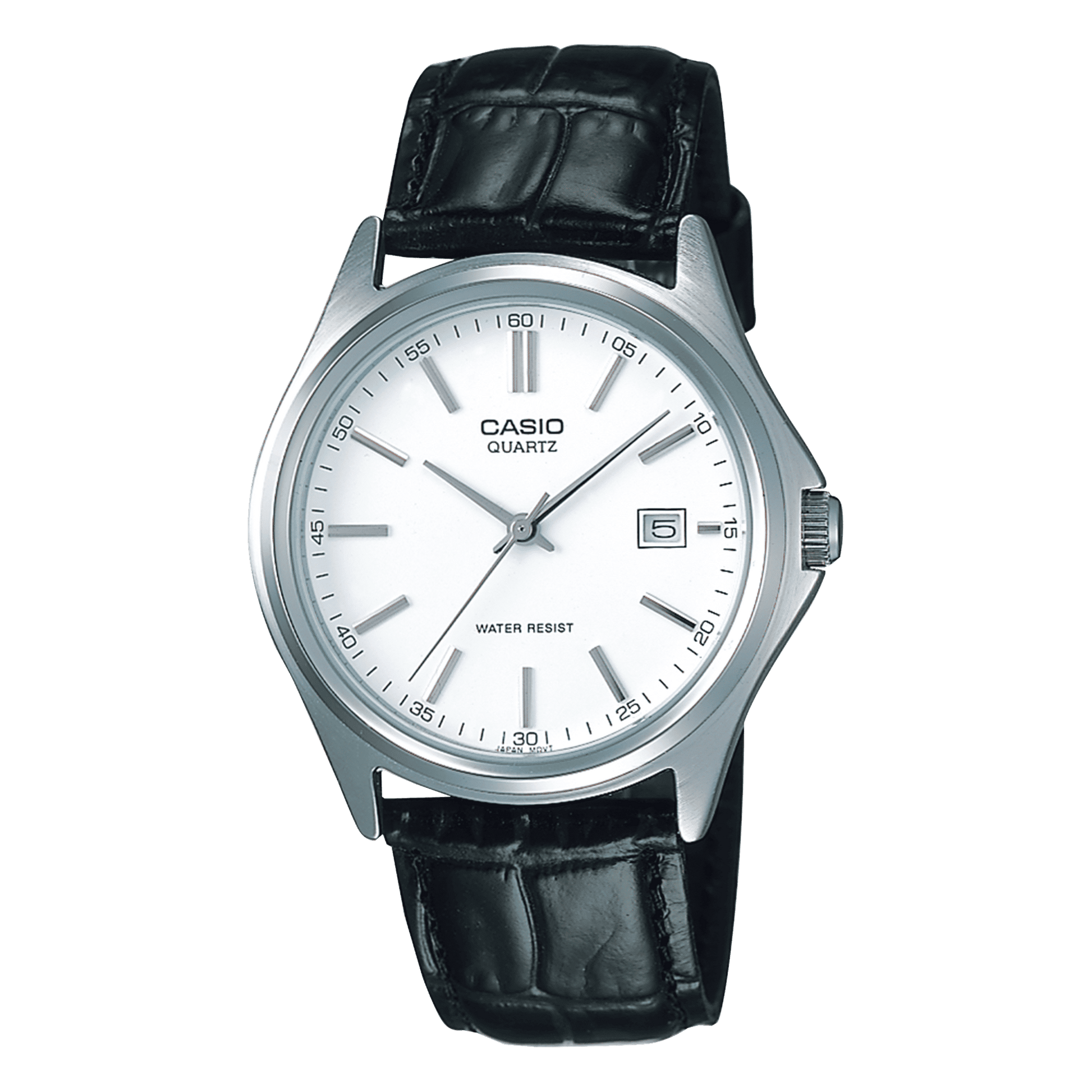 CASIO MTP-1183E-7ADF WHITE ANALOG DIAL BLACK LEATHER BAND MEN'S WATCH A2300