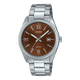 CASIO ENTICER MEN MTP-1302DD-5AVDF BROWN ANALOG DIAL SILVER STAINLESS STEEL BAND A2342