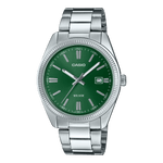 CASIO MTP-1302PD-3AVEF GREEN ANALOG DIAL SILVER STAINLESS STEEL BAND MEN'S WATCH A2262