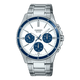 CASIO ENTICER MEN MTP-1374D-7A2VDF WHITE ANALOG DIAL SILVER STAINLESS STEEL  BAND A2348