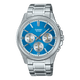 CASIO MTP-1375D-2A2VDF TURQUOISE BLUE ANALOG DIAL SILVER STAINLESS STEEL BAND MEN'S WATCH A2229