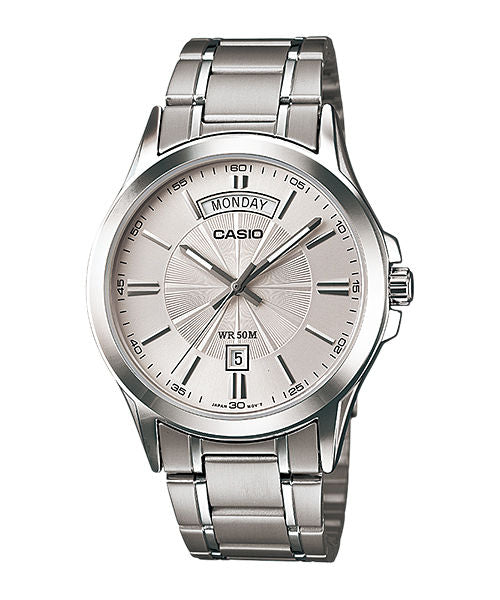 CASIO MTP-1381D-7AVDF SILVER ANALOG DIAL SILVER STAINLESS STEEL BAND MEN'S WATCH A841