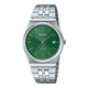 CASIO MTP-B145D-3AVDF GREEN ANALOG DIAL SILVER STAINLESS STEEL BAND MEN'S WATCH A2236