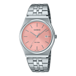 CASIO MTP-B145D-4AVDF PINK ANALOG DIAL SILVER STAINLESS STEEL BAND MEN'S WATCH A2200