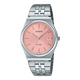 CASIO MTP-B145D-4AVDF PINK ANALOG DIAL SILVER STAINLESS STEEL BAND MEN'S WATCH A2200