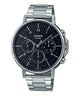 CASIO MTP-E321D-1AVDF BLACK ANALOG DIAL SILVER STAINLESS STEEL BAND MEN'S WATCH A1845