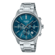 CASIO MTP-E515D-2A1VDF BLUE ANALOG DIAL SILVER STAINLESS STEEL BAND MEN'S WATCH A2308