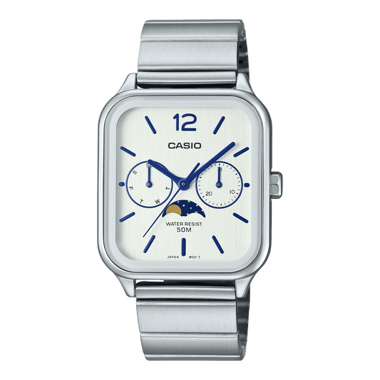 CASIO MTP-M305D-7AVDF WHITE ANALOG DIAL SILVER STAINLESS STEEL BAND MEN'S WATCH A2183