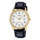 CASIO MTP-V002GL-7B2UDF GOLD IP WHITE ANALOG DIAL BLACK LEATHER BAND MEN'S WATCH A2314