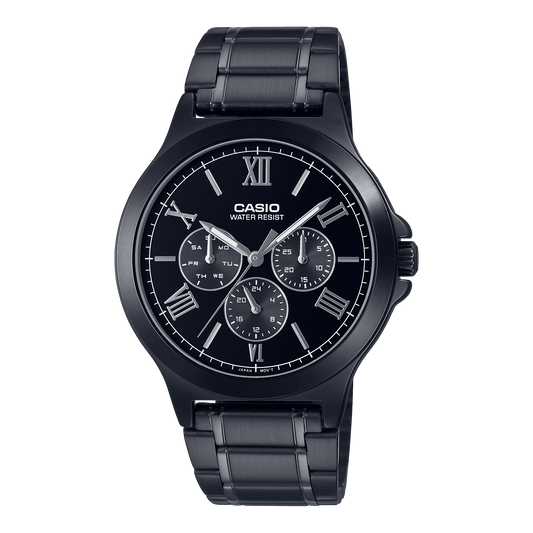 CASIO MTP-V300B-1AUDF BLACK IP ANALOG DIAL BLACK IP STAINLESS STEEL BAND MEN'S WATCH A1969