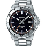 CASIO MTP-VD01D-1E2VUDF BLACK ANALOG DIAL SILVER STAINLESS STEEL BAND MEN'S WATCH A1734
