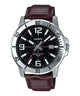 CASIO MTP-VD01L-1BVUDF BLACK ANALOG DIAL BROWN LEATHER BAND MEN'S WATCH A1370