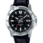CASIO MTP-VD01L-1EVUDF BLACK ANALOG DIAL BLACK LEATHER BAND MEN'S WATCH A1371