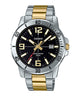 CASIO MTP-VD01SG-1BVUDF BLACK ANALOG DIAL DUAL TONED STAINLESS STEEL BAND MEN'S WATCH A1735