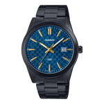 CASIO MTP-VD03B-2AUDF BLACK IP BLUE ANALOG DIAL BLACK IP STAINLESS STEEL BAND MEN'S WATCH A2239