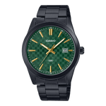 CASIO MTP-VD03B-3AUDF BLACK IP GREEN ANALOG DIAL BLACK IP STAINLESS STEEL BAND MEN'S WATCH A2240