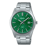 CASIO MTP-VD03D-3A1UDF GREEN ANALOG DIAL SILVER STAINLESS STEEL BAND MEN'S WATCH A2243